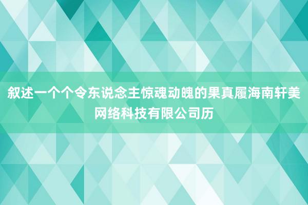 叙述一个个令东说念主惊魂动魄的果真履海南轩美网络科技有限公司历